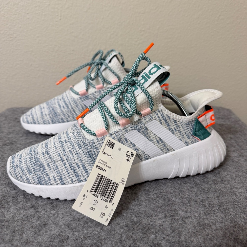 Adidas Kaptir X Womens Running Shoes Green White Orange Size 8 NEW